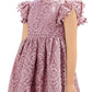 2Bunnies Girl Vintage Lace Pom Pom Trim Birthday Party Dress For Little Kid(Dusty Pink, 5)