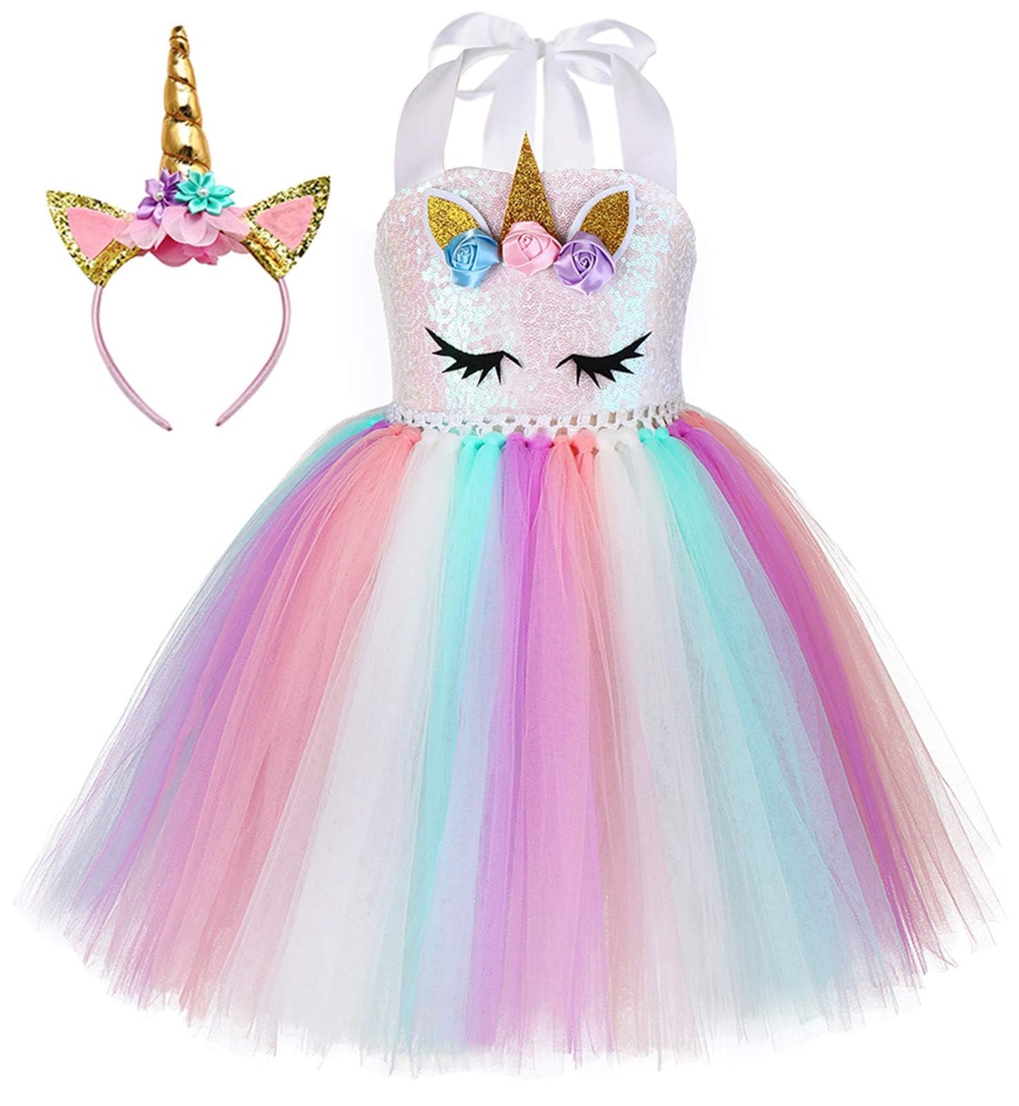 Tutu Dreams Unicorn Gifts For Girls Christmas Dress Pink Party Dresses Sequin Rainbow Tutu Flower Girl Birthday Party (Sequin Un