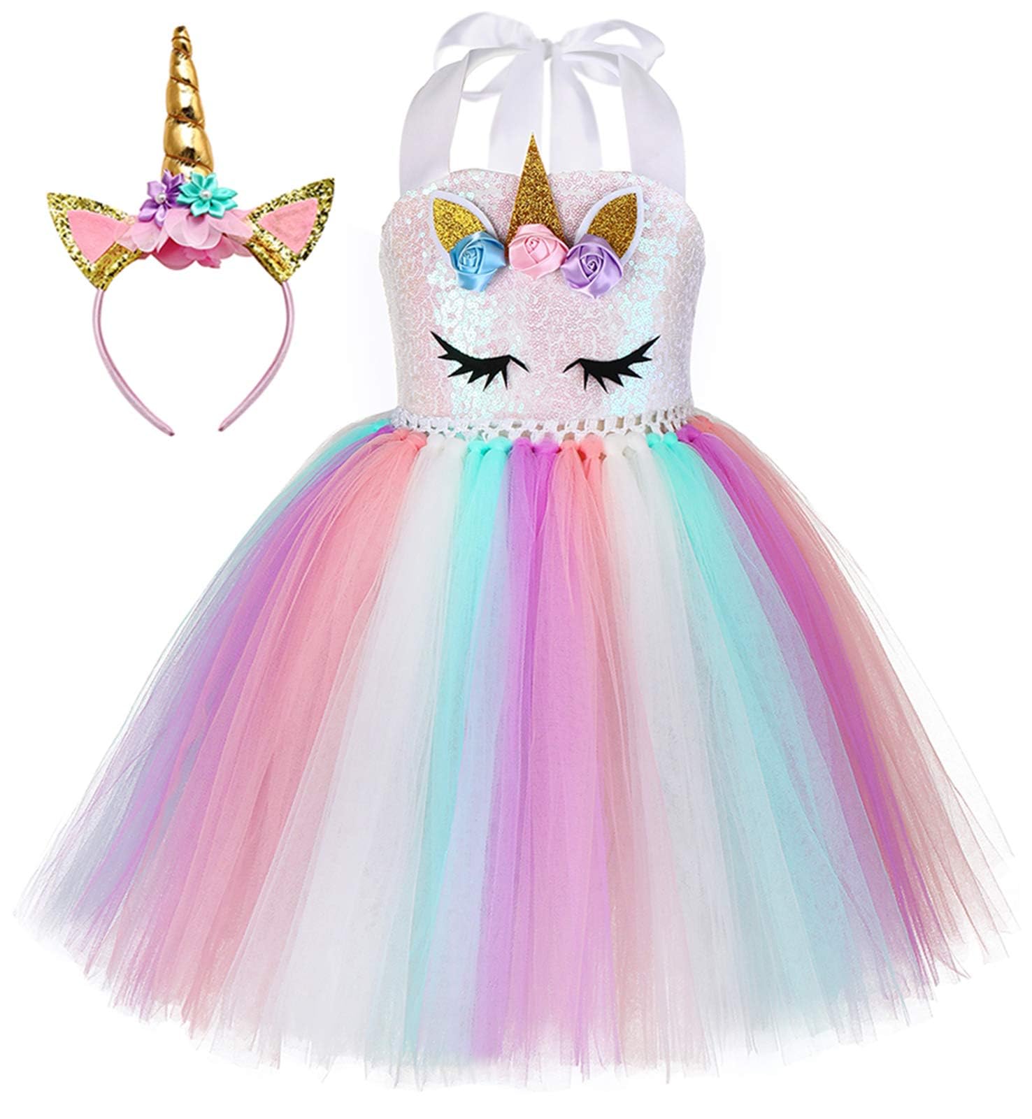 Tutu Dreams Unicorn Gifts For Girls Christmas Dress Pink Party Dresses Sequin Rainbow Tutu Flower Girl Birthday Party (Sequin Un