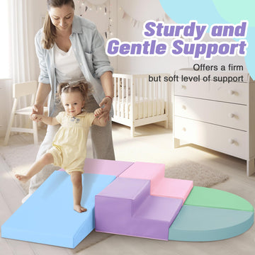 Todiby 6-Piece Foam Climbing Blocks For Toddlers: Colorful Climbing Gym Pu Leather Baby Foam Building Blocks Indoor Toy