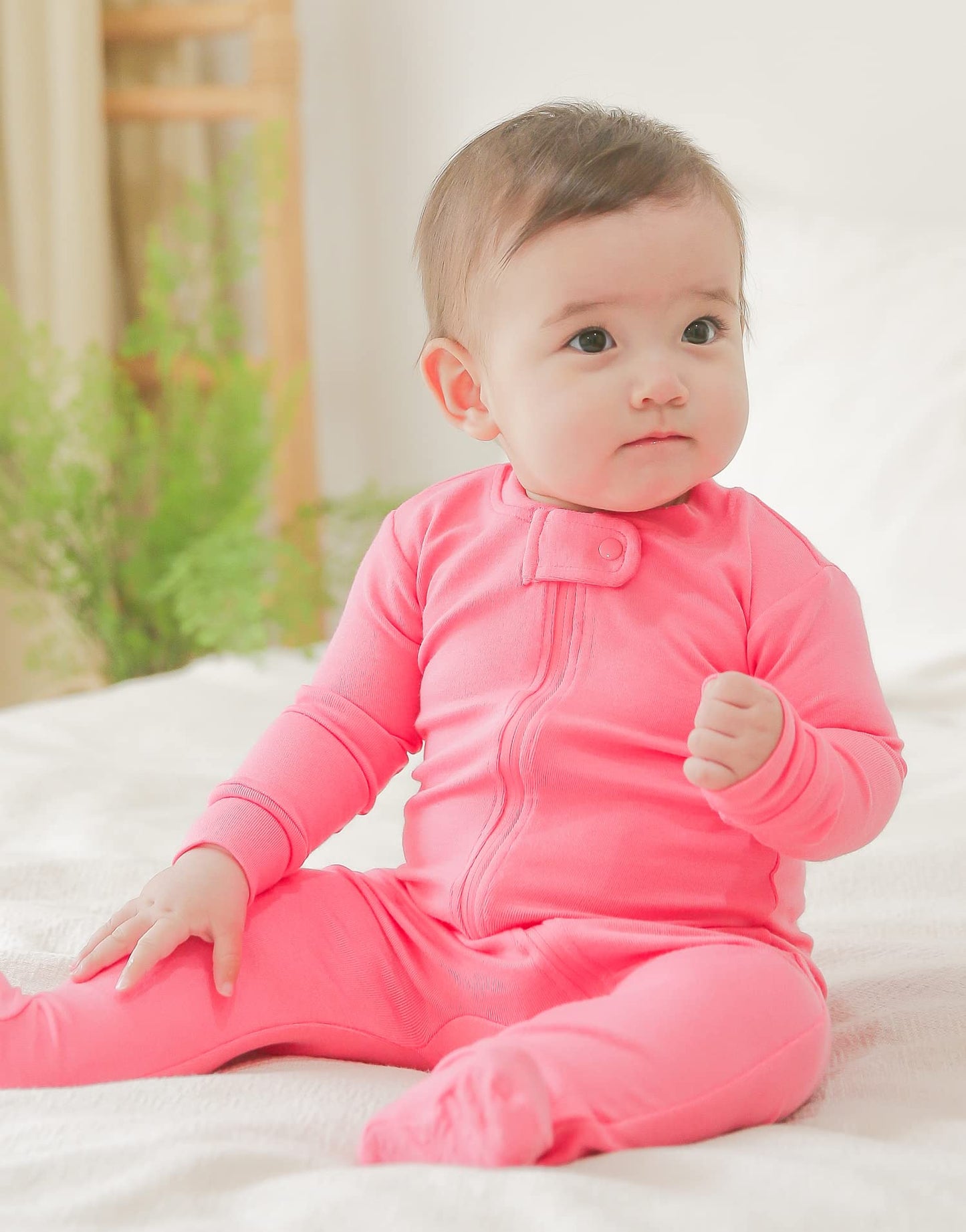 Vaenait Baby Toddler Boys Girls Solid Footie Pajama Cozy Modal Pink 12M