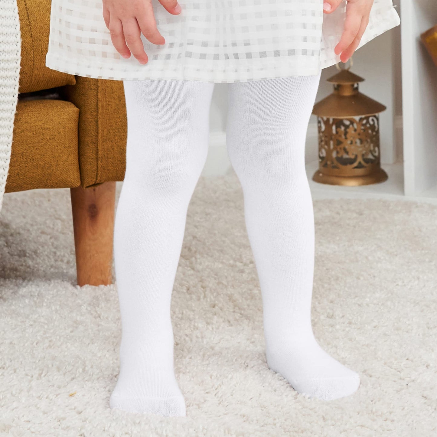 American Trends Baby Tights Non Slip Skid Baby Girl Tight Cable Knit Infant Leggings Toddler Stocking Pants 1 Pack White 6-12 Mo