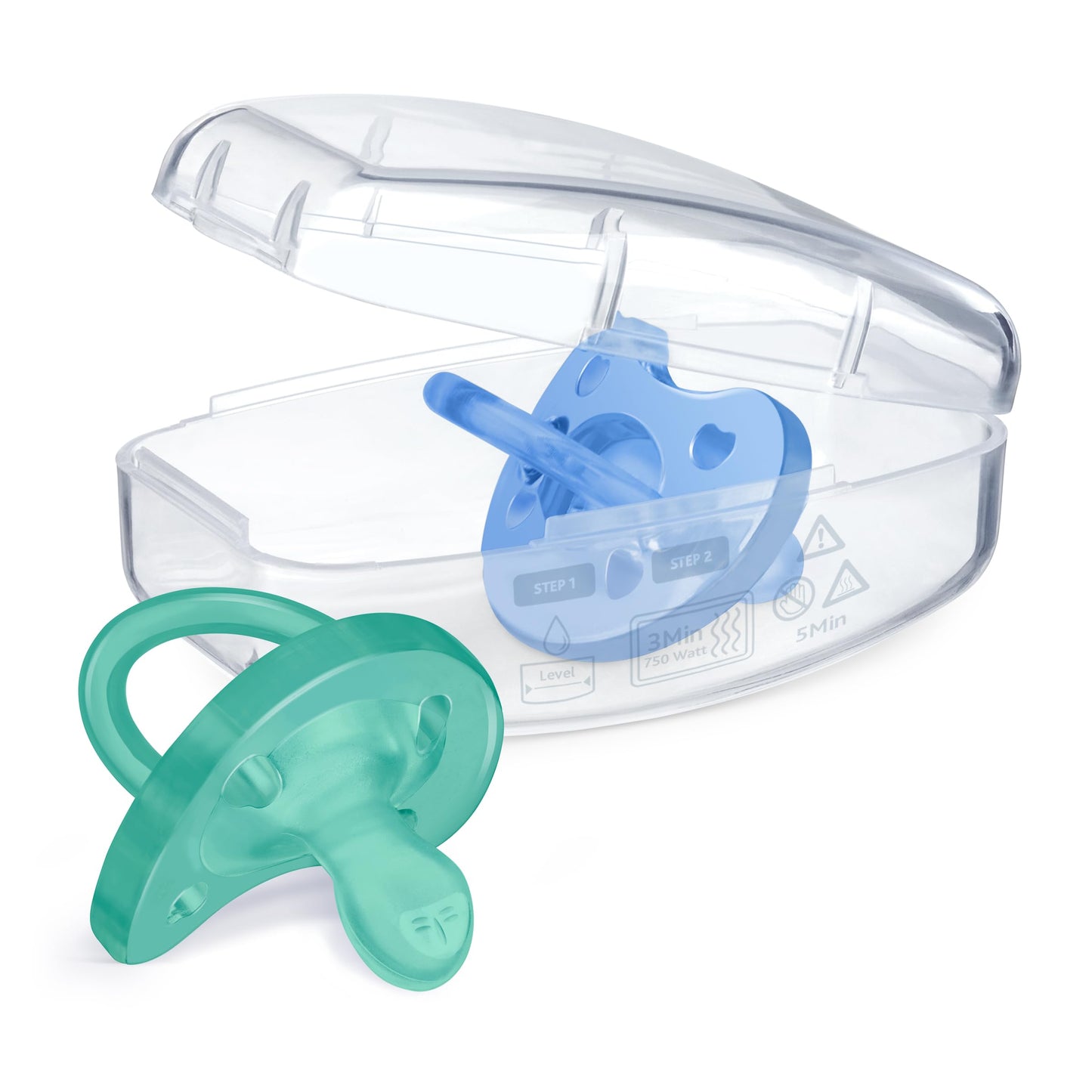 Chicco Physioforma 100% Soft Silicone One Piece Pacifier For Babies 6-16 Months | Bpa & Latex Free | Reusable Case | Blue/Green,