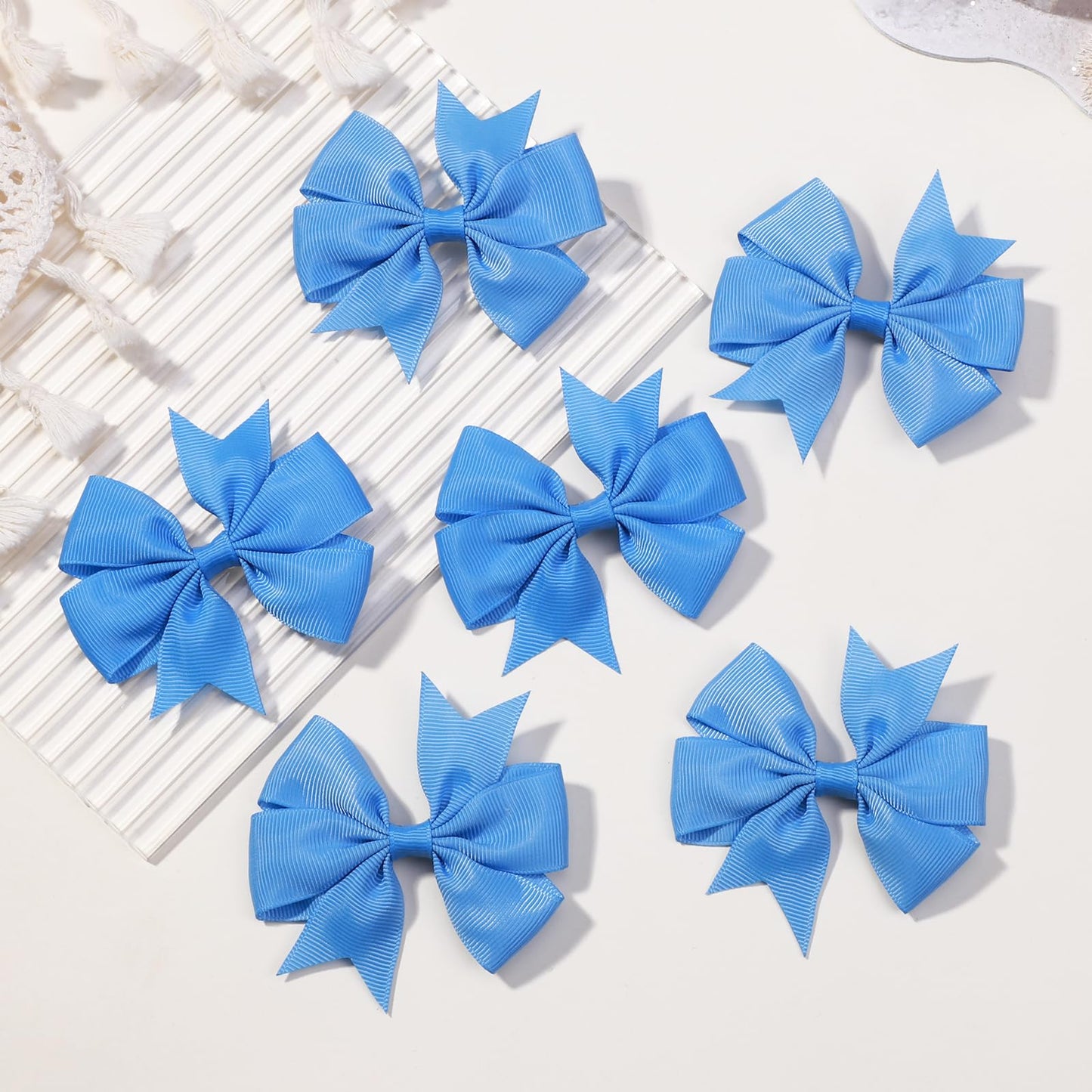 Choicbaby 3 Inches Hair Bows For Girls Blue Grosgrain Ribbon Pinwheel Hair Bows Clips Toddler Bows Hair Clips For Birthday Baby