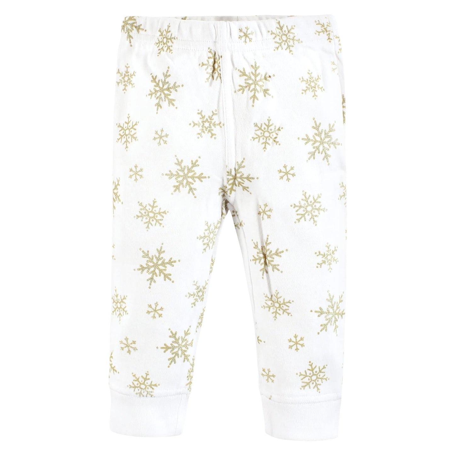 Hudson Baby Unisex Baby Cotton Pants And Leggings, Gold Snowflake, 6-9 Months