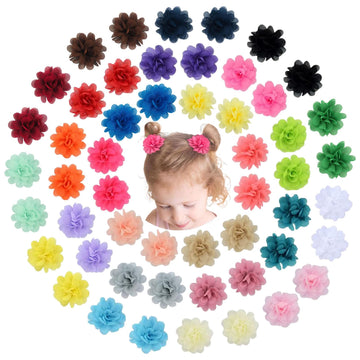 NUOSYI 52PCS Chiffon Flower Hair Clips Baby Girls Fully Lined Non Slip Hairpins Hair Accessories for Kids Women Newborns Infants