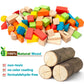 Wooden Building Blocks Set - Stacker Stacking Preschool Learning Educational Toys with Carrying Bag, Toddler Toys for 3+ Year Ol