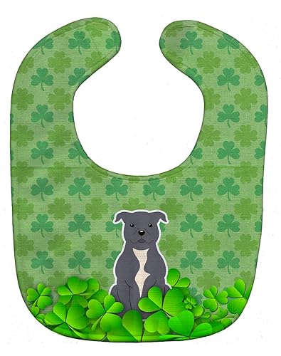 Carolines Treasures Shamrocks Baby Bib, Staffordshire Bull Terrier Blue, Large