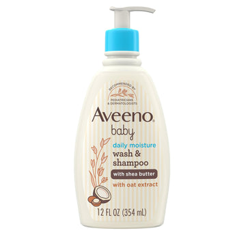 Aveeno Baby Daily Moisturizing 2-In-1 Wash & Shampoo, Baby Body Wash & Shampoo With Shea Butter & Oat Extract Gently Cleanses Ba