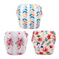 Babygoal Baby Girl Swim Diapers 3 Pack For 8M-3T Babies And Toddlers, Reusable Adjustable Washable For Swimming Lessons-Leaves,F