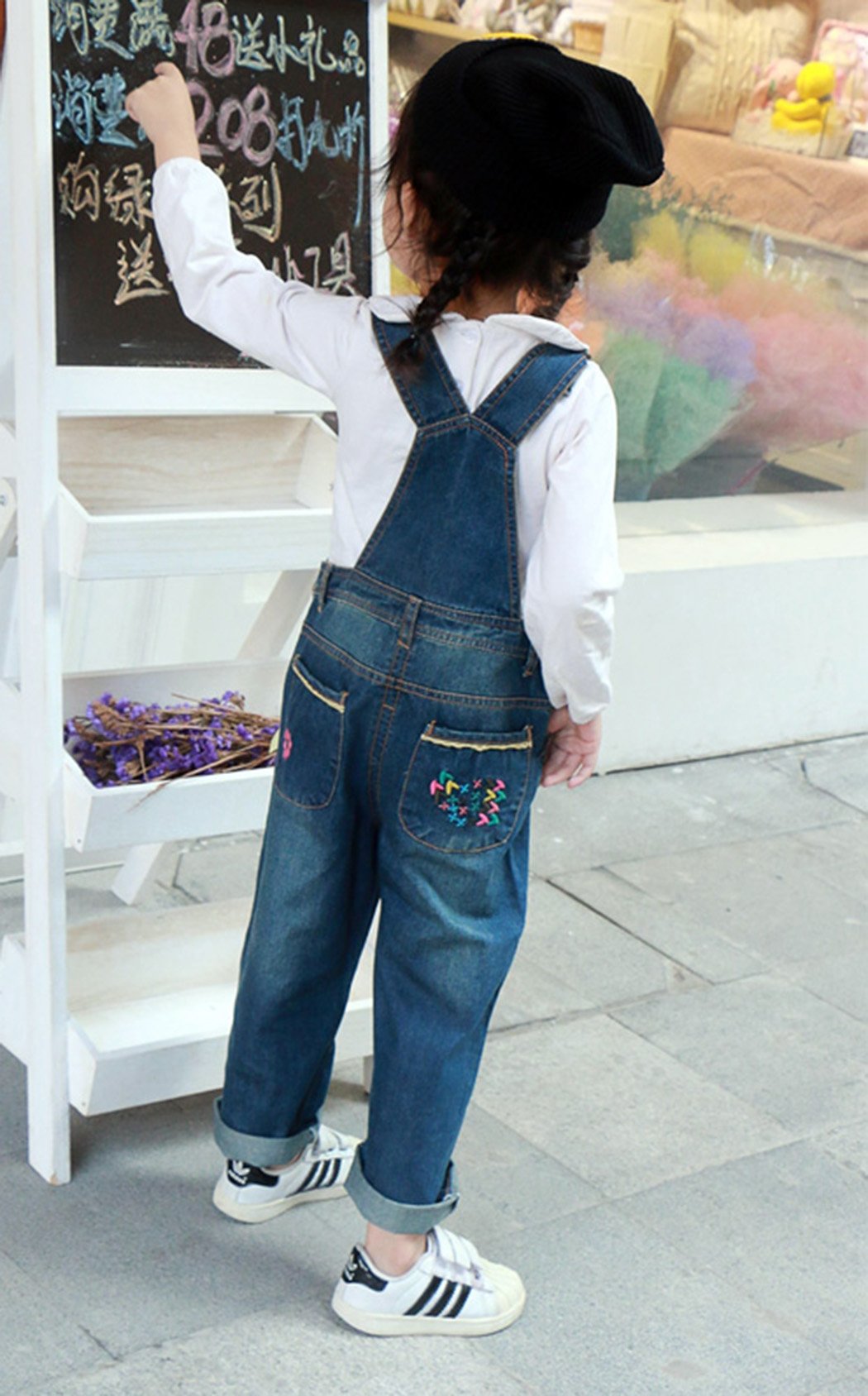 Kidscool Space Baby & Little Girls Denim Overalls,Jean Workwear,Deep Blue,18-24 Months