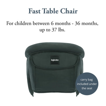 Inglesina Fast Table Chair, Dark Green - Portable Baby High Chair - Babies & Toddlers 6-36 Months - Collapsible Design - Fits Ta