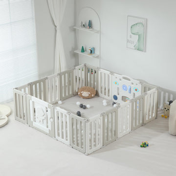 DOSOLFA Baby Play Pen, 18 Panels Foldable Play Pens for Babies and Toddlers, Extra Large Baby Playpen Area, Portable Fence, Kids