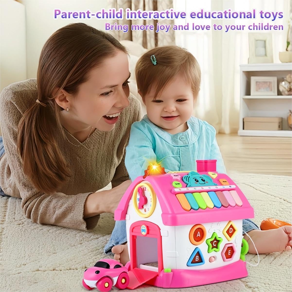 OKREVIEW Toys for 1+ Year Old Girls - Montessori Musical Toys for Toddlers Age 1-2, 8-in-1 Multi-Functional House Toys with Soun