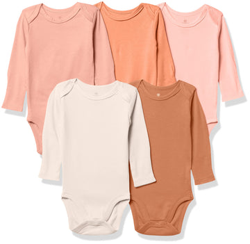 Honestbaby 5-Pack Organic Cotton Long Sleeve Bodysuits, Pink Sands, 24 Months