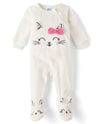 The Children'S Place,Baby Girls,And Toddler Fleece Zip-Front One Piece Footed Pajama,Kitty Face 2-Pack,0 Months,3 Months