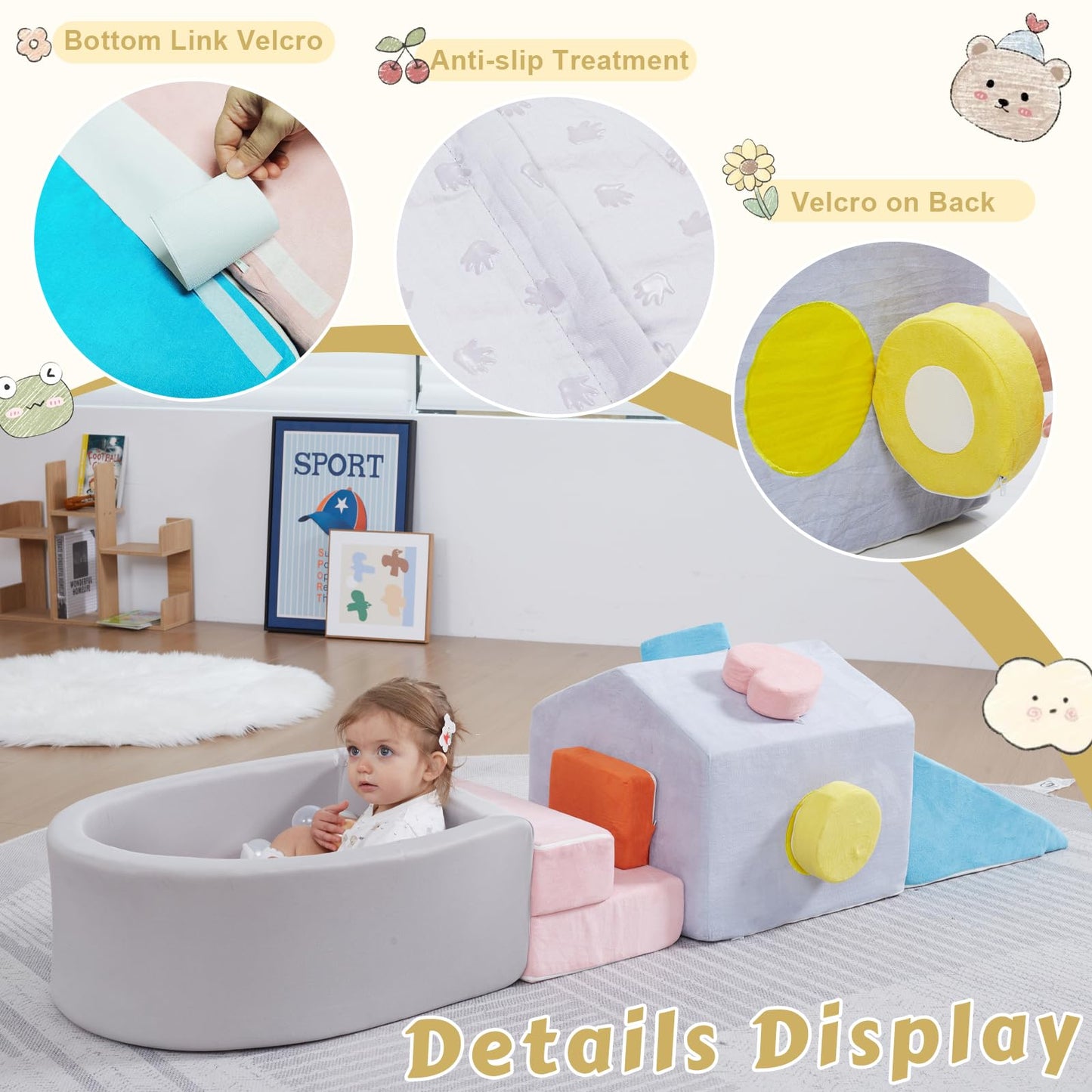 Foam Climbing Blocks For Toddlers,6 Pieces Soft House-Shaped Play Gym With Safety Edges,Montessori Toys For Indoor Active Play,B