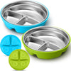 Nuogo 2 Pcs Stainless Steel Baby Suction Plates With Removable Silicone Shell 2-In-1 Metal Toddler Bowl Divided For Picky Eaters