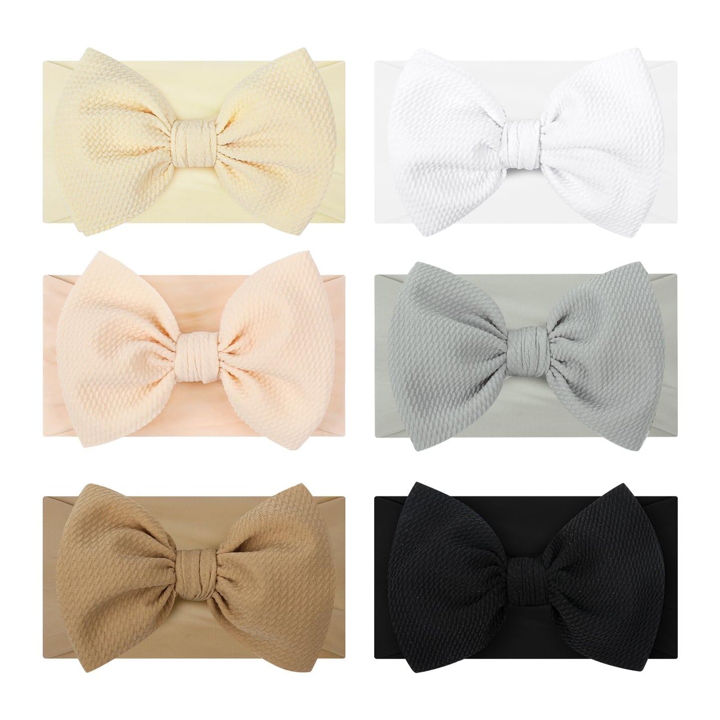 Oneninedream Baby Headbands Hair Bows For Infants Elastics Big Bows For Girls Baby Bows 6-12 Months Toddlers Hair Bows Gray Whit