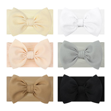 Oneninedream Baby Headbands Hair Bows For Infants Elastics Big Bows For Girls Baby Bows 6-12 Months Toddlers Hair Bows Gray Whit