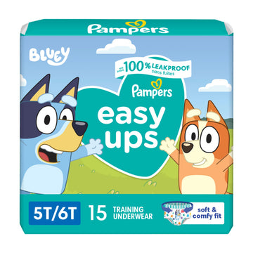 Pampers Training Pants - Easy Ups Boys & Girls Bluey - Size 5T-6T, 15 Count, Children'S Potty Underwear (Packaging May Vary)