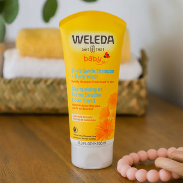 Weleda Baby Calendula 2-In-1 Gentle Shampoo And Body Wash, 6.8 Fluid Ounce, Plant Rich Cleanser With Calendula And Sweet Almond