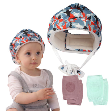 Baby Safety Helmet Infant Toddler Breathable & Adjustable Head Cushion Bumper Bonnet for Running Walking Crawling with Soft Knee