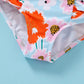 Newborn Baby Girl Ruffle Swimsuit Infant Toddler One Piece Floral Bikini Beach Bathing Swimwear Set (6-12 Months, Orange)