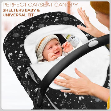 Yoofoss Baby Car Seat Cover Winter Carseat Canopies Cover To Protect Baby From Cold Wind, Super Warm Plush Fleece Baby Carrier C
