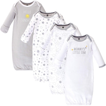 Hudson Baby Unisex Cotton Gowns, Star And Moon, 0-6 Months