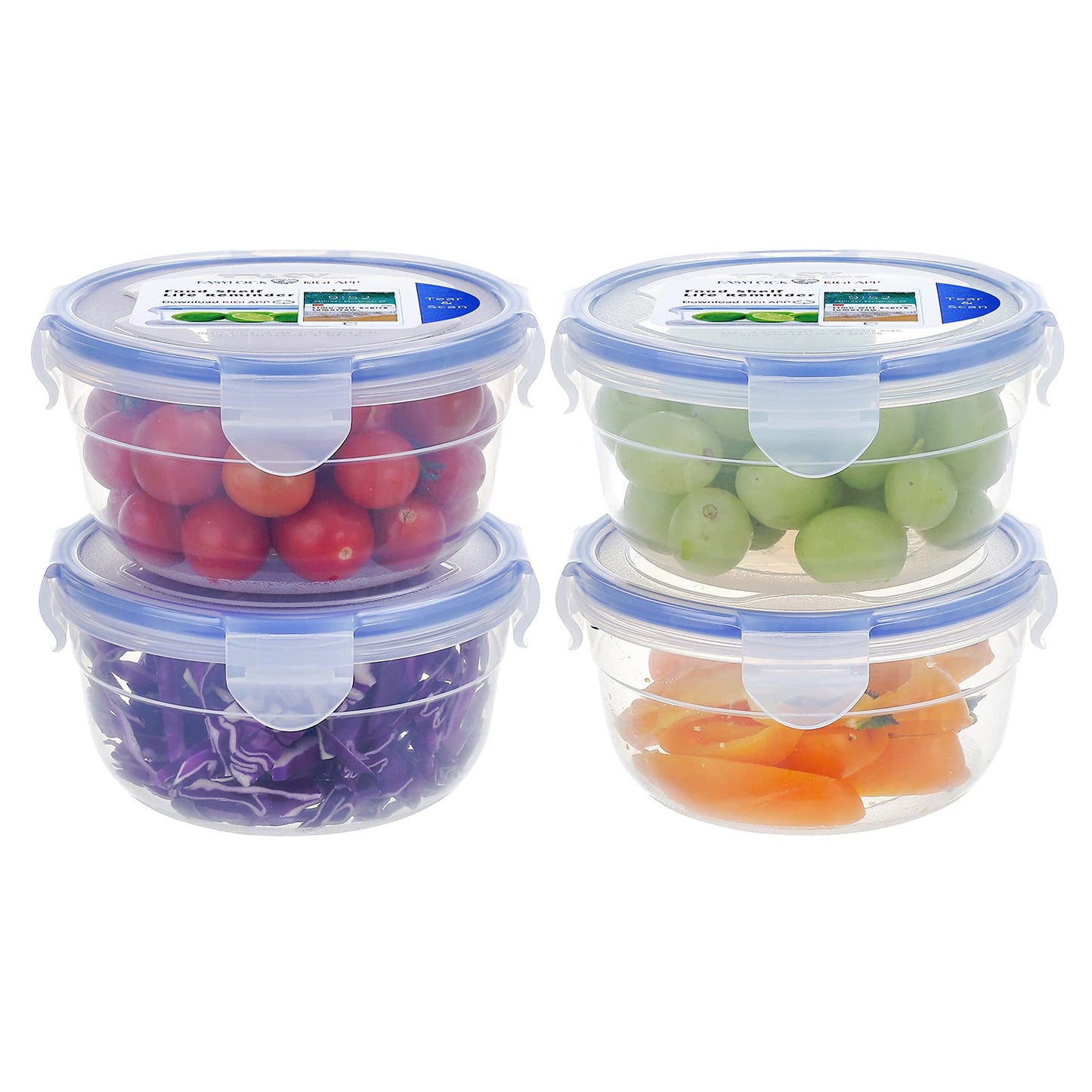Kigi 4 Pack 20Oz Plastic Round Bowls With Lid Leakproof Food Storage Container Set Small Meal Prep Containers Bento Box