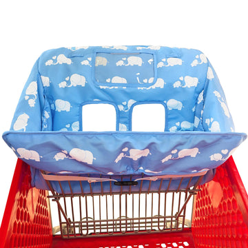 2-In-1 Shopping Cart And High Chair Cover For Baby, Padded Cover, Fold'N Roll Style, Portable With Carry Bag (Gray Elephant)