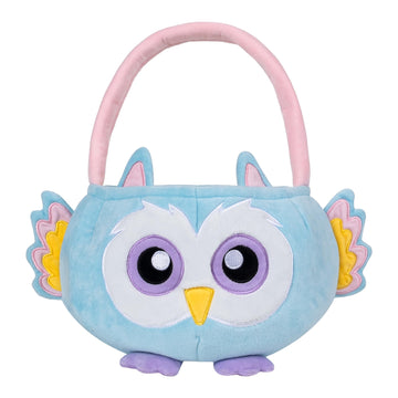 Lubot Owl Easter Basket For Kids, Cute Plush Empty Bucket With Small Ears And Handle Egg Hunt Tote Candy Bag Basket For Boys Gir