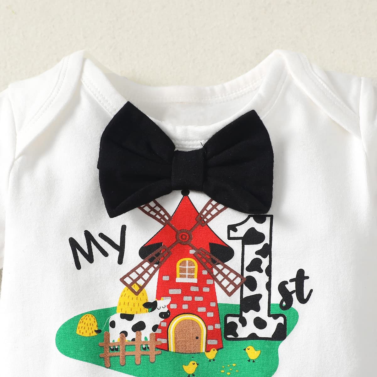 Baby Boy Birthday Outfit 1St Birthday Outfit Boy Farm 1St Birthday Outfit (Black-Short, 12-18 Months)
