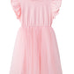Twkioue Kids Girl Summer Ruffle Sleeve Tutu Tulle Fluffy Party Birthday Dresses 817 Pink 130