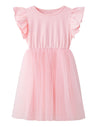 Twkioue Kids Girl Summer Ruffle Sleeve Tutu Tulle Fluffy Party Birthday Dresses 817 Pink 130