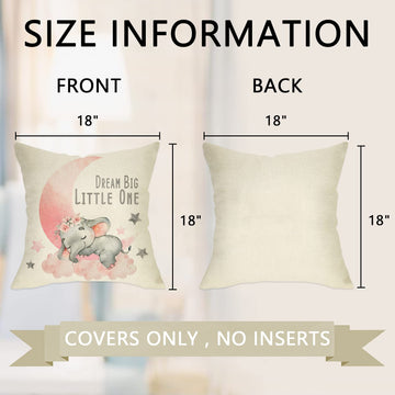 Ussap Elephant Dream Big Little One Home Decorative Throw Pillow Cover, Pink Moon Cloud Cushion Case 18X18 For Girl Kid Bedroom