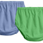 City Threads 2-Pack Little Girls' And Little Boys'' Unisex Diaper Covers Bloomers Soft Cotton, Denim Blue/Elf, 3T
