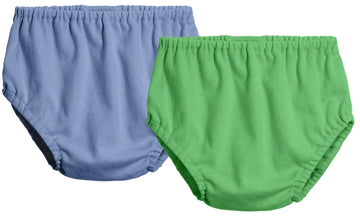 City Threads 2-Pack Little Girls' And Little Boys'' Unisex Diaper Covers Bloomers Soft Cotton, Denim Blue/Elf, 3T