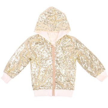 Cilucu Kids Jackets Girls Boys Sequin Zipper Coat Jacket For Toddler Birthday Christmas Clothes Hoodie Gold 7-8Years