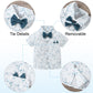 Yallet Toddler Baby Boy Clothes Suit Gentleman Wedding Outfits, Formal Dress Shirt+Bowtie+Suspender Pants(Blue Print, 3-4T)