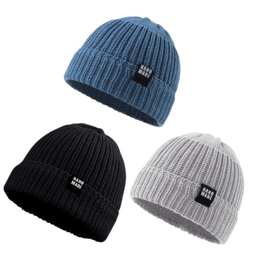 Simple Knitted Baby Beanie Hip-Hop Boys Winter Hat Toddler Kids Bonnet For Girls 0-5Y (3Pcs-B, 6-24 Months)