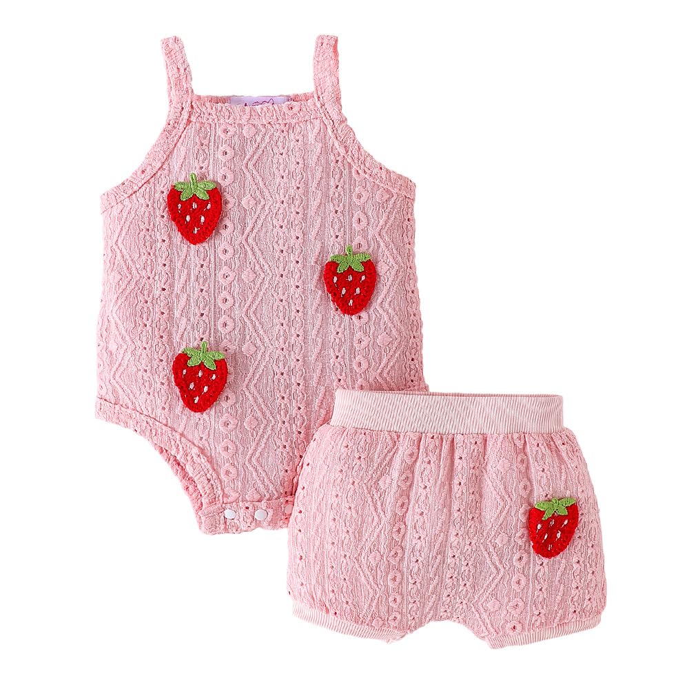 Hopscotch Baby Girls Textured Print Sleeveless Pink Short Set For Ages (13 Months)