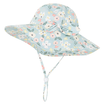 Urban Virgin Baby Girl Sun Hats Summer Baby Hats Upf 50+Toddler Sun Hat Infant With Wide Brim Bucket Hat Blue Garden 12-24 Month