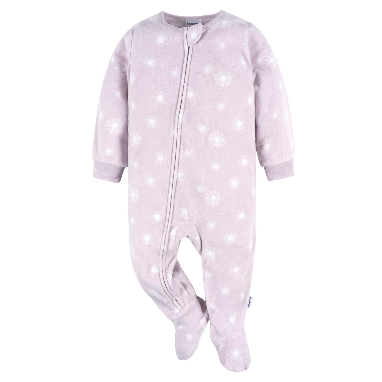 Gerber Baby Girls Flame Resistant Fleece Footed Pajamas 2-Pack, Purple Rainbows
