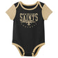 Outerstuff Nfl Newborn Baby And Infant Short Sleeve Bodysuit Variety 3-Pack - New Orleans Saints, 6-9M