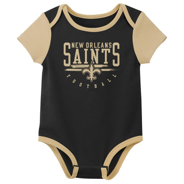 Outerstuff Nfl Newborn Baby And Infant Short Sleeve Bodysuit Variety 3-Pack - New Orleans Saints, 6-9M