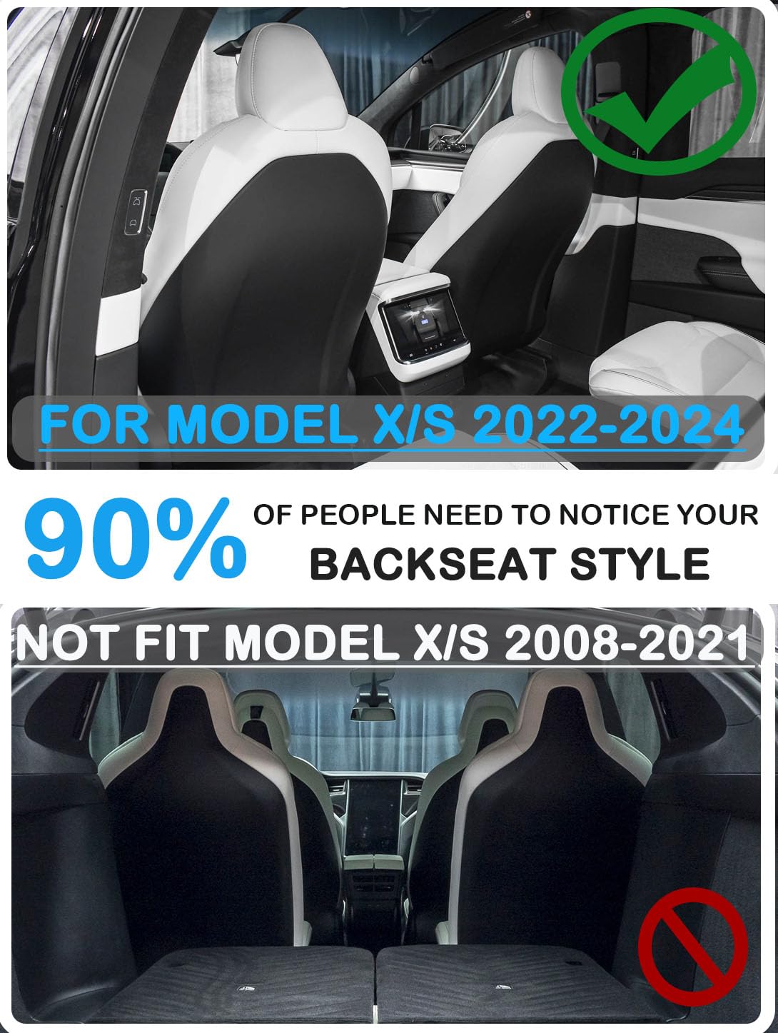 Evmods Upgrade 2024 For Tesla Model Y/3/S/X Accessories Back Seat Cover Seatback Protector For Kids Kick Protector Mats Waterpro