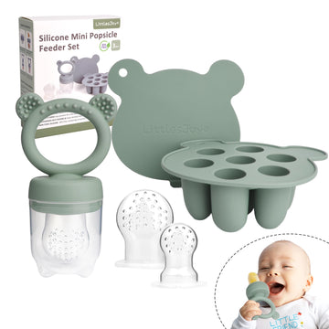 Littlesjoy Silicone Baby Fruit Feeder & Freezer Tray Set, Baby Breast Milk Popsicle Mold For Purees,Baby Food Feeder,Bpa Free Fo