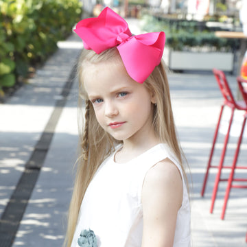 Oaoleer 8Pcs Hair Bows For Girls Hot Pink Grosgrain Ribbon Boutique Bow Alligator Clips Hair Accessories For Toddlers Little Gir